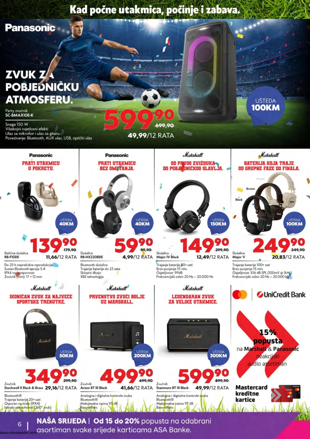 Panasonic i Marshall audio uređaji na akciji u Tehnomag katalogu