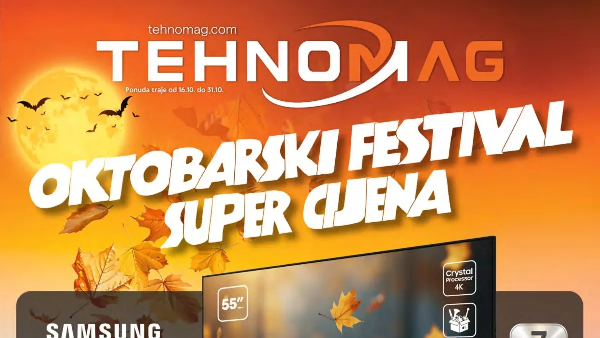 Tehnomag Oktobarski festival super cijena do 31.10.2026. – Samsung televizori, Candy bijela tehnika i Roborock usisivači