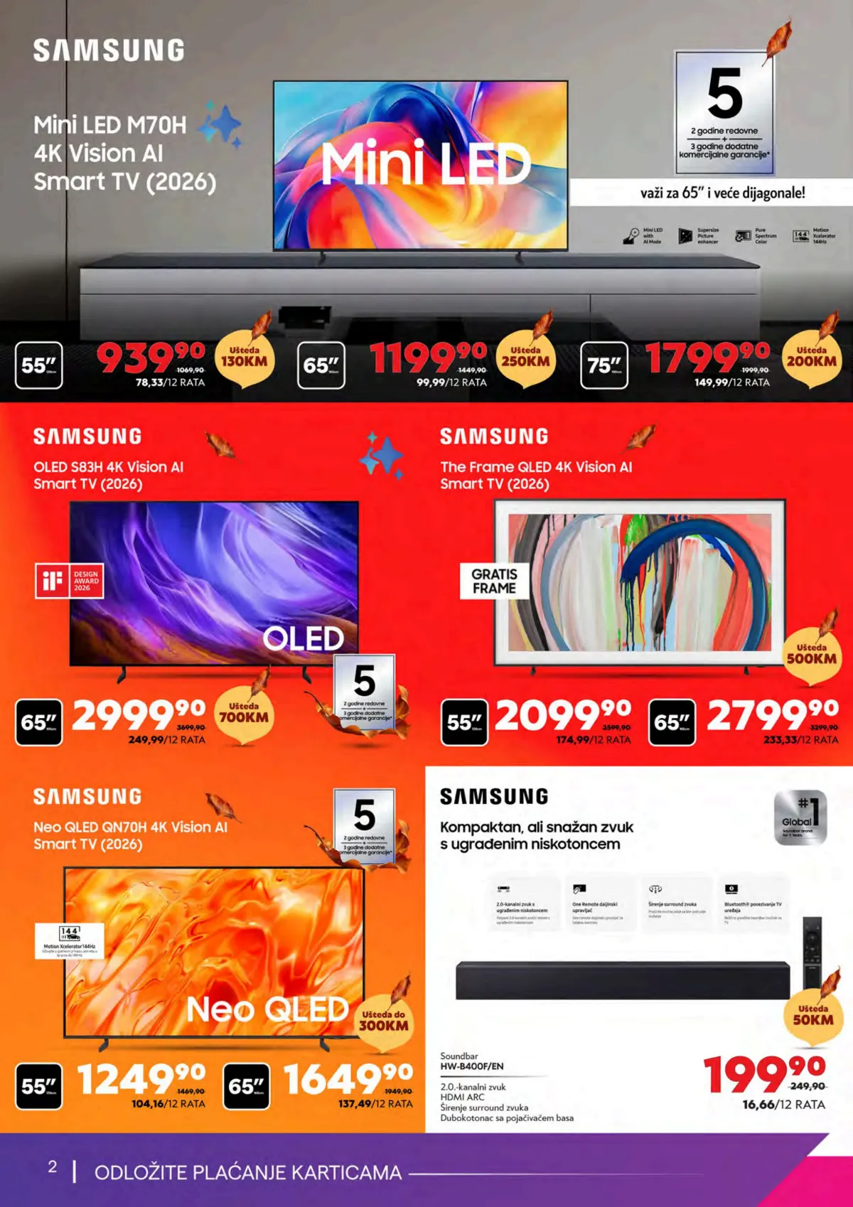 Tehnomag katalog stranica 2 – Samsung Mini LED, OLED, Neo QLED i The Frame televizori i soundbar