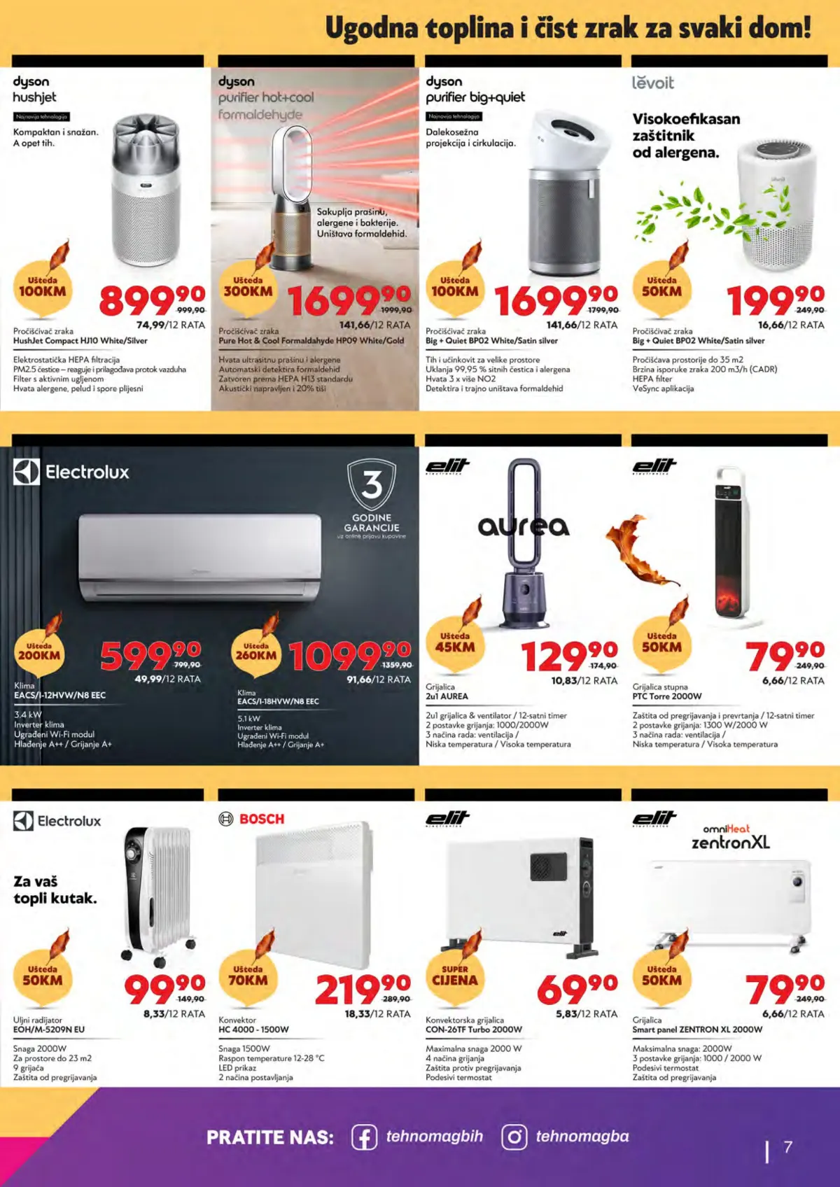 Tehnomag katalog stranica 7 – Dyson prečišćivači zraka, Electrolux klime i električne grijalice