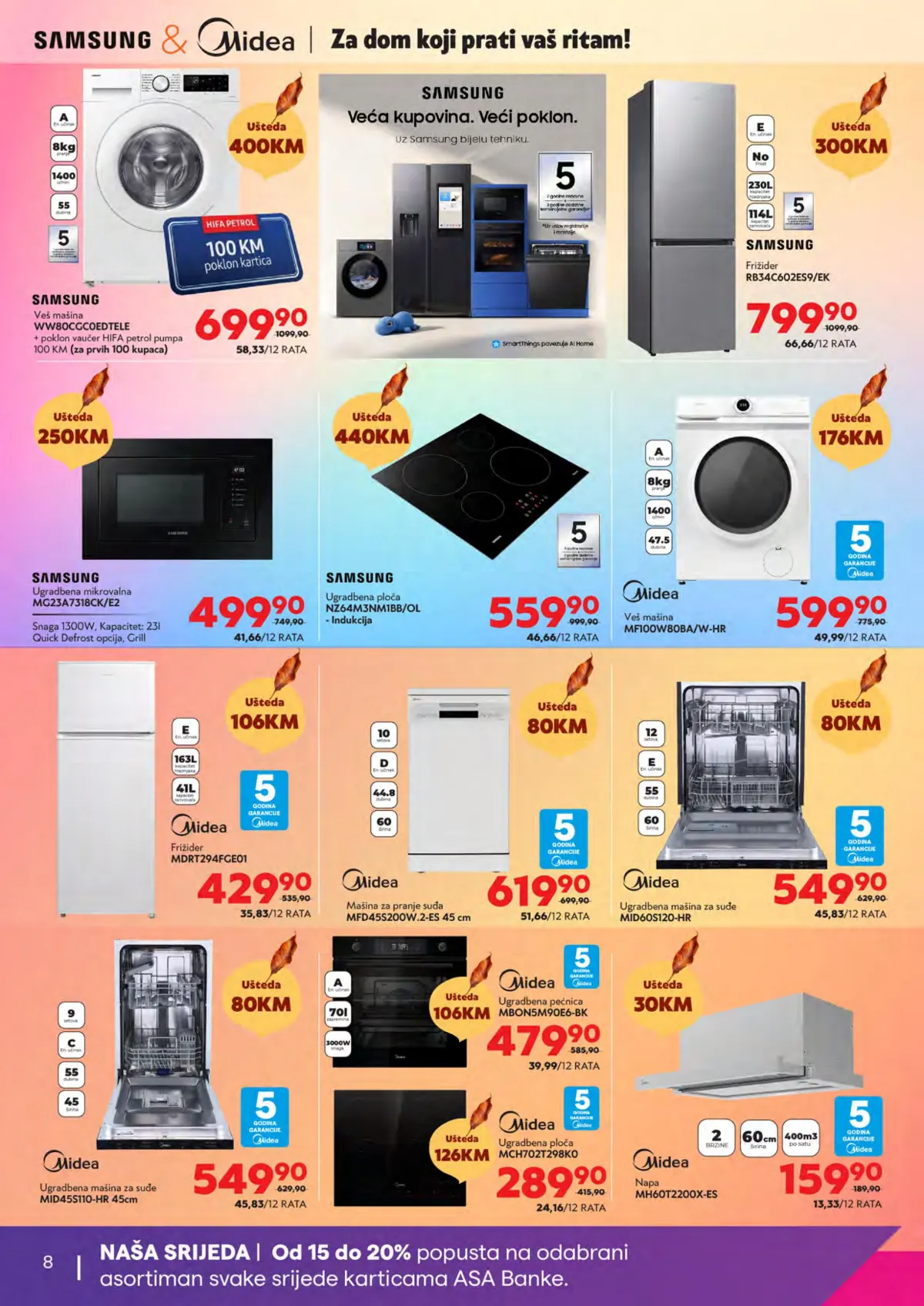 Tehnomag katalog stranica 8 – Samsung i Midea mašine za veš, frižideri, ugradbene pećnice i mašine za suđe