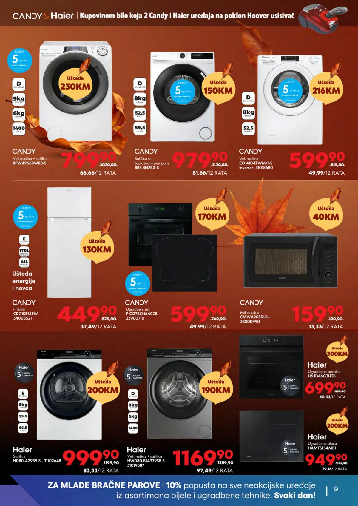 Tehnomag katalog stranica 9 – Candy veš mašine, sušilice, kuhinjski uređaji i Haier bijela tehnika