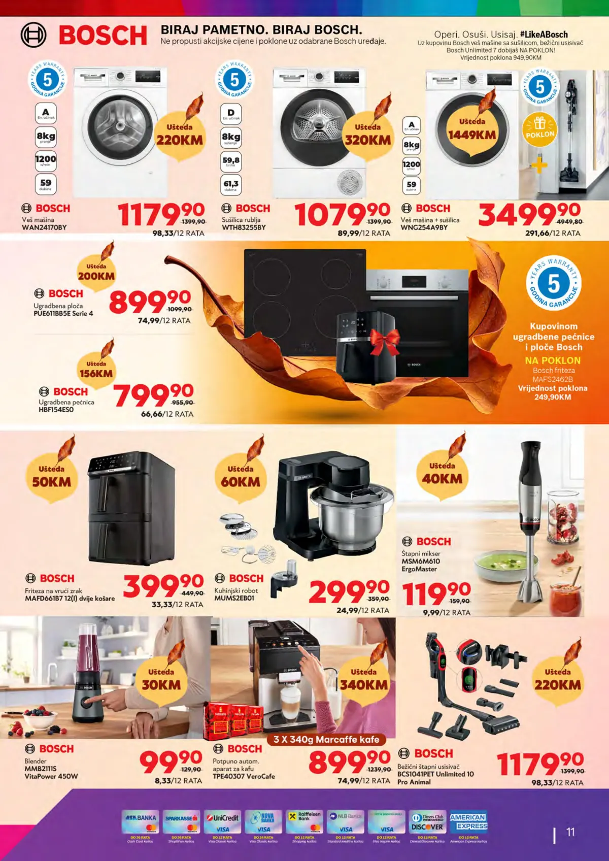 Tehnomag katalog stranica 11 – Bosch mašine za veš, sušilice, ugradbeni uređaji, friteze i usisivači