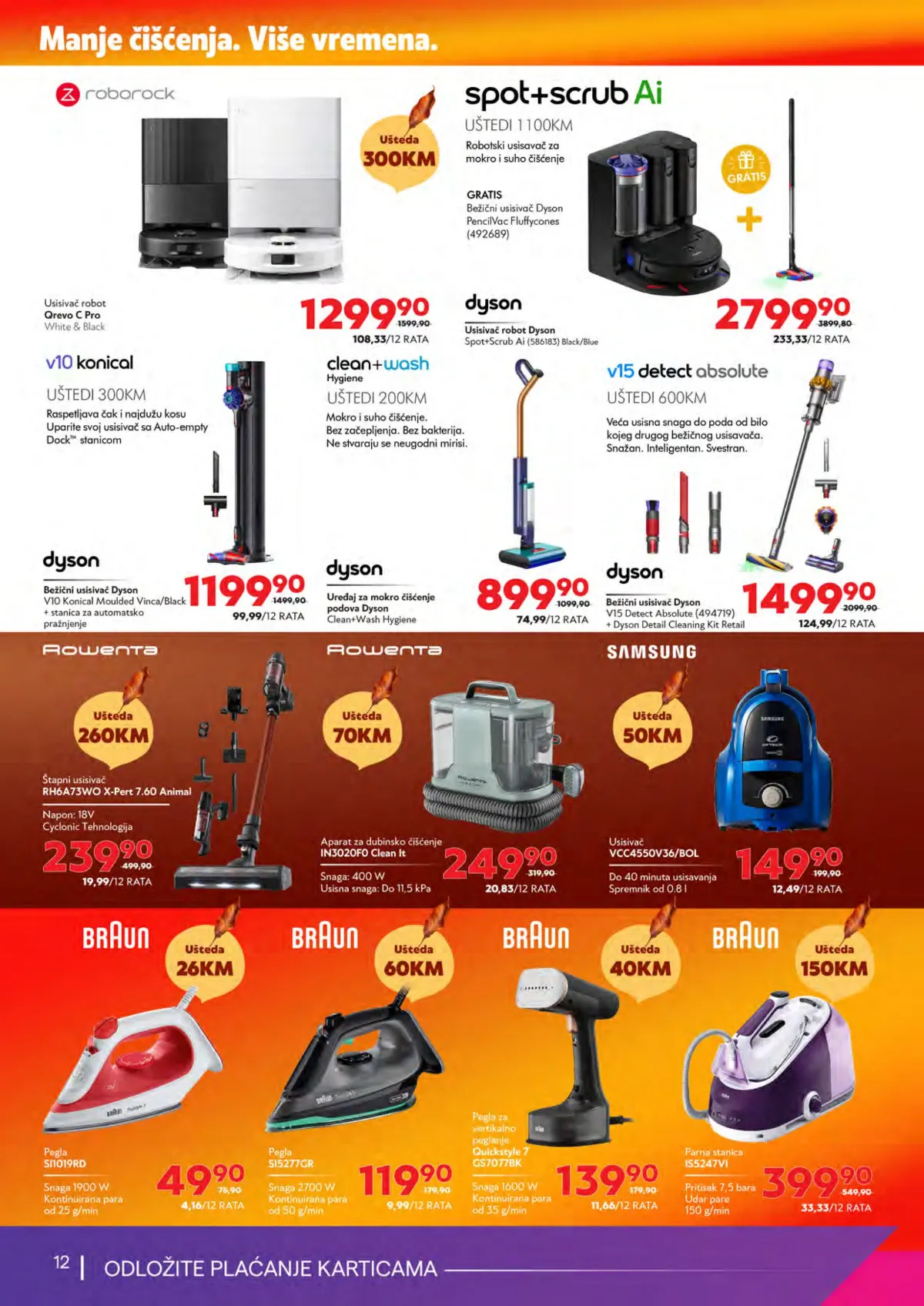 Tehnomag katalog stranica 12 – Roborock robotski usisivači, Dyson, Rowenta, Samsung i Braun pegle