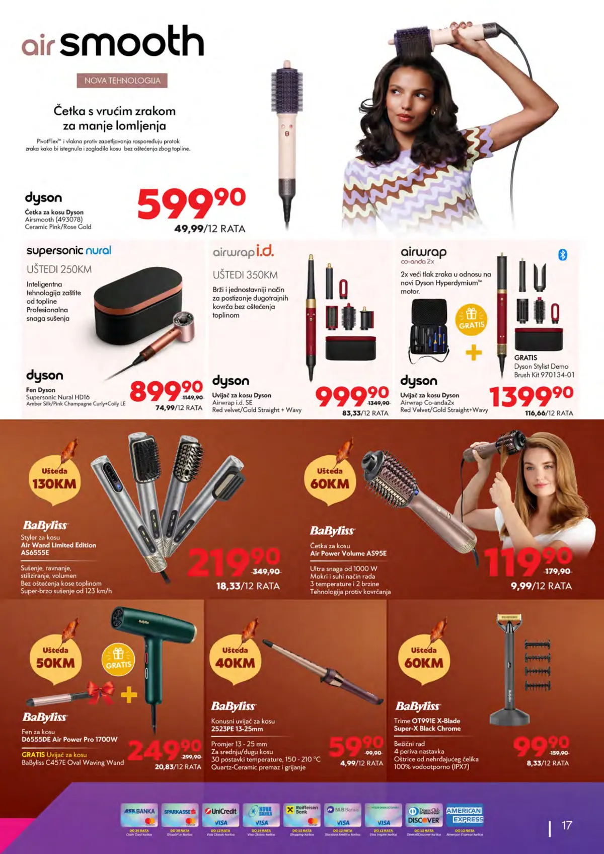 Tehnomag katalog stranica 17 – Dyson Airwrap, Supersonic, Airstrait i BaByliss uređaji za kosu