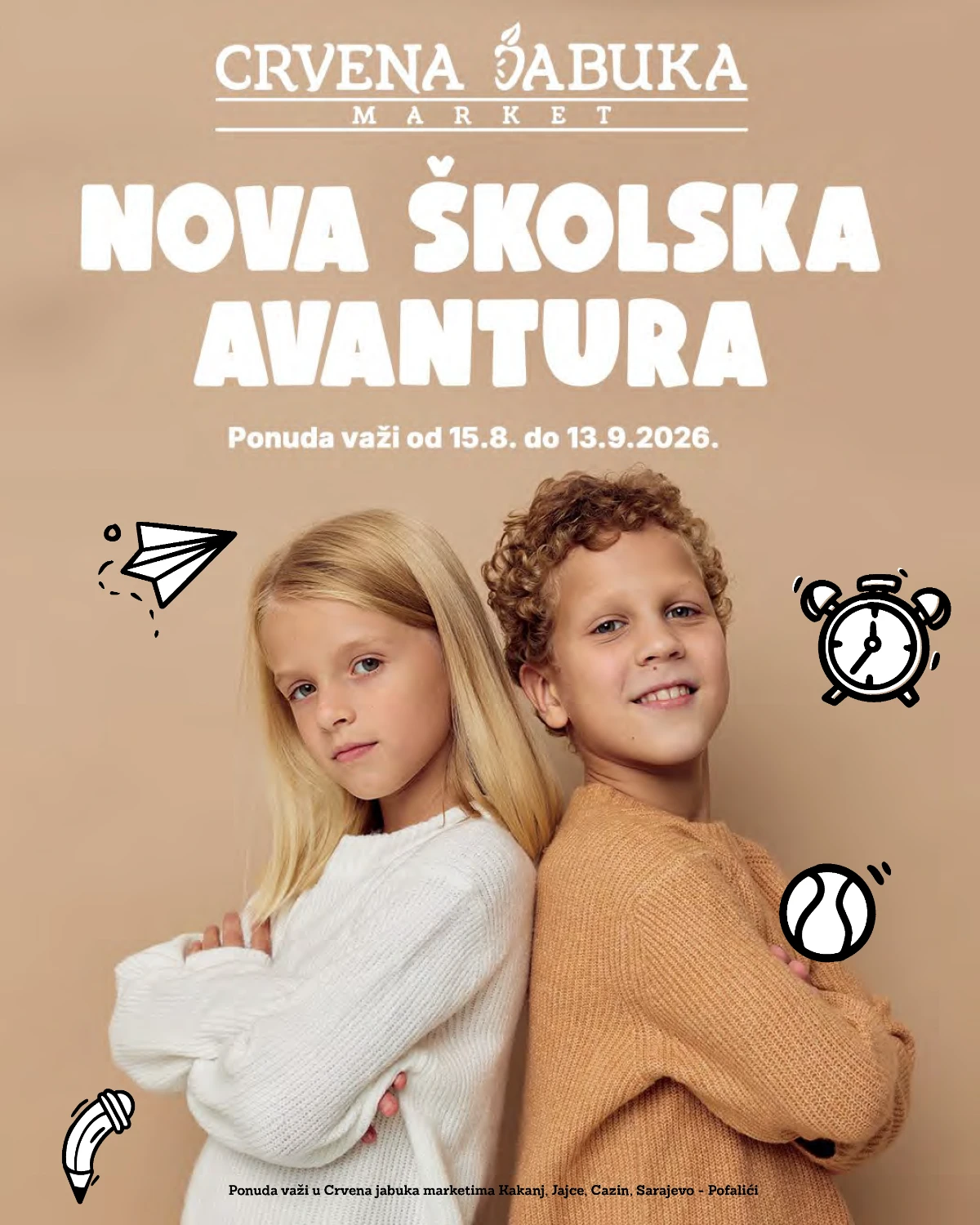 Crvena Jabuka školski katalog od 15.08. do 13.09.2026. donosi ruksake, pernice, sveske, školski pribor i opremu uz popuste do 43%