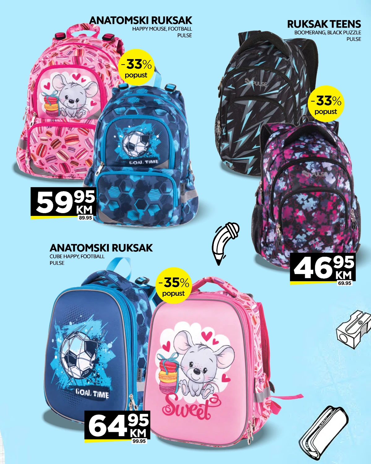 Crvena Jabuka školski katalog strana 3 – anatomski Pulse ruksaci i ruksaci za školarce uz popuste do 35%