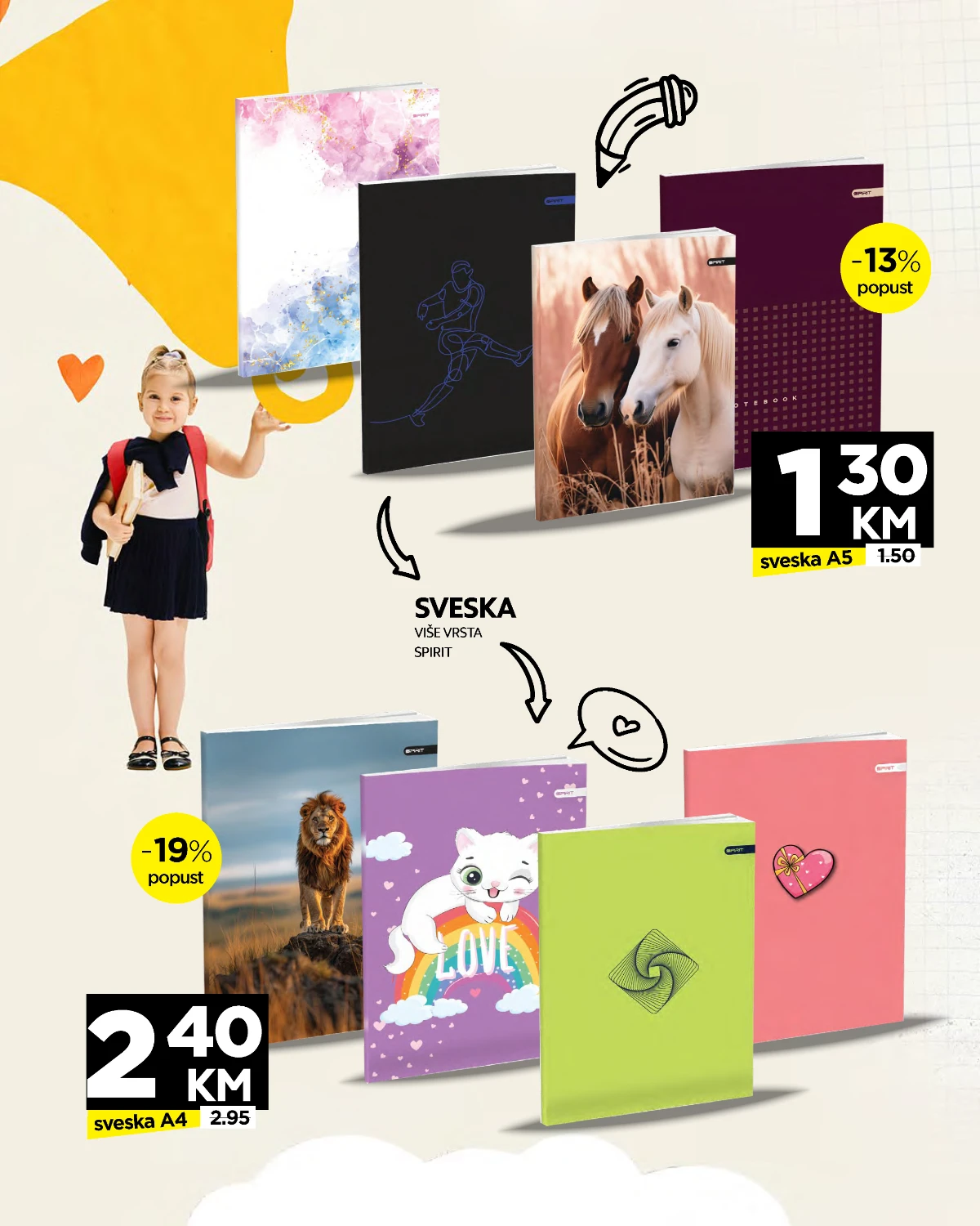Crvena Jabuka školski katalog strana 11 – Spirit sveske A5 i A4 u različitim dezenima