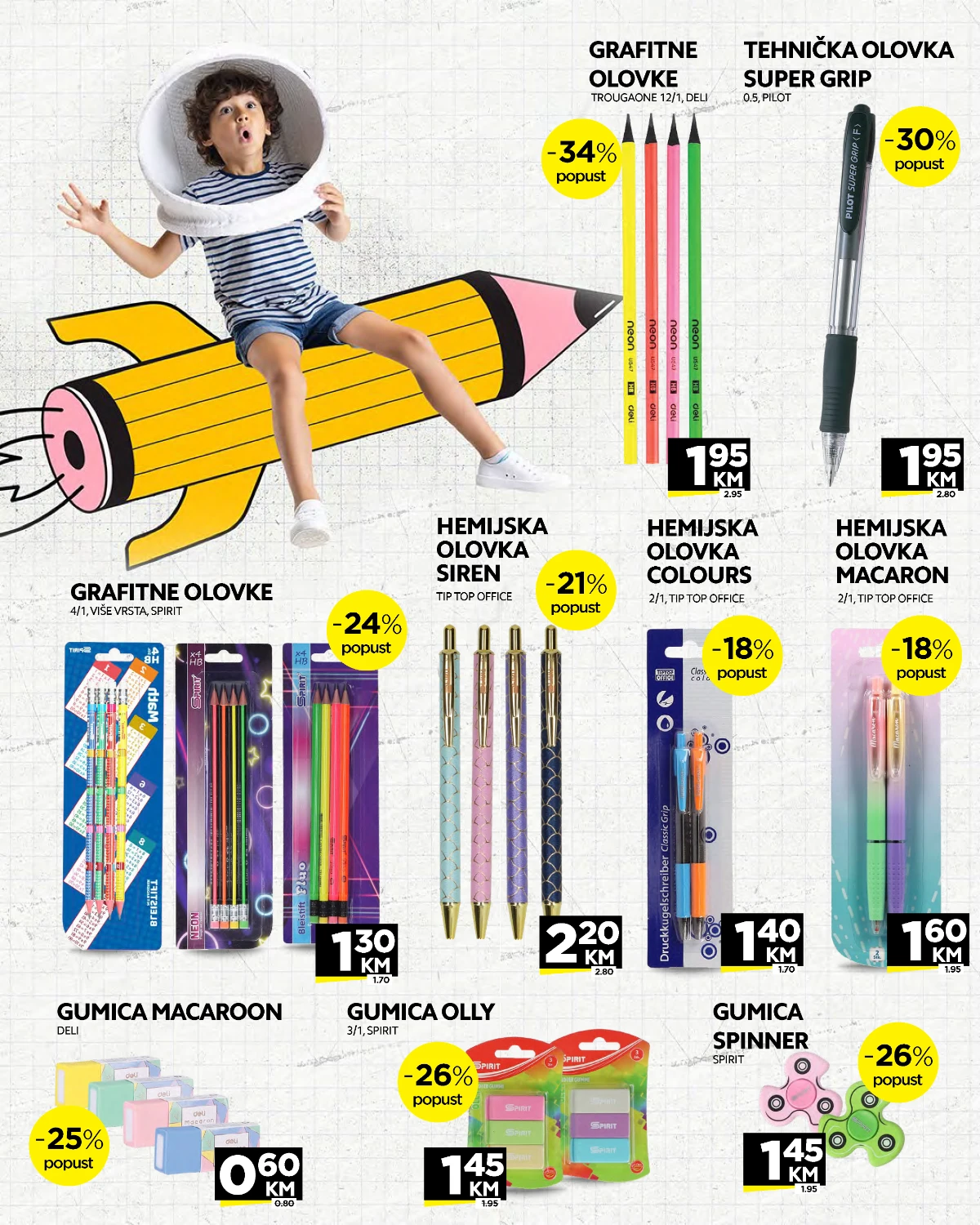Crvena Jabuka školski katalog strana 12 – grafitne i hemijske olovke, gumice i školski pribor