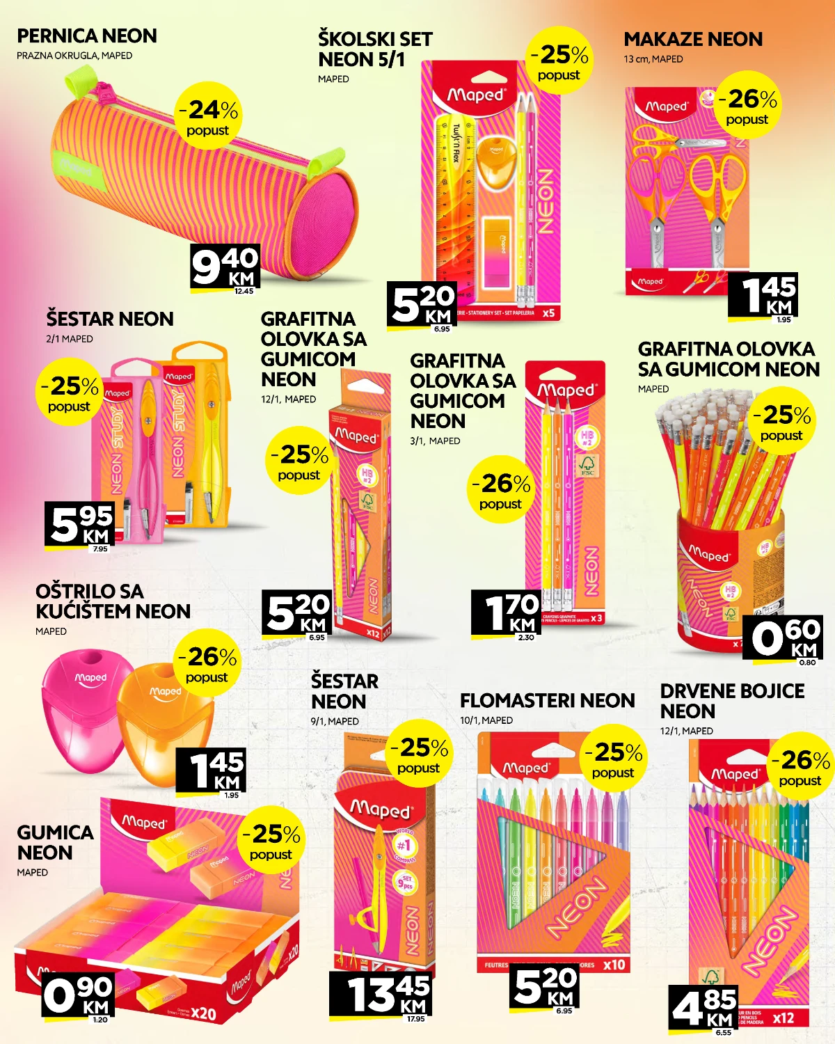 Crvena Jabuka školski katalog strana 18 – Maped Neon pernice, šestari, olovke, bojice i flomasteri