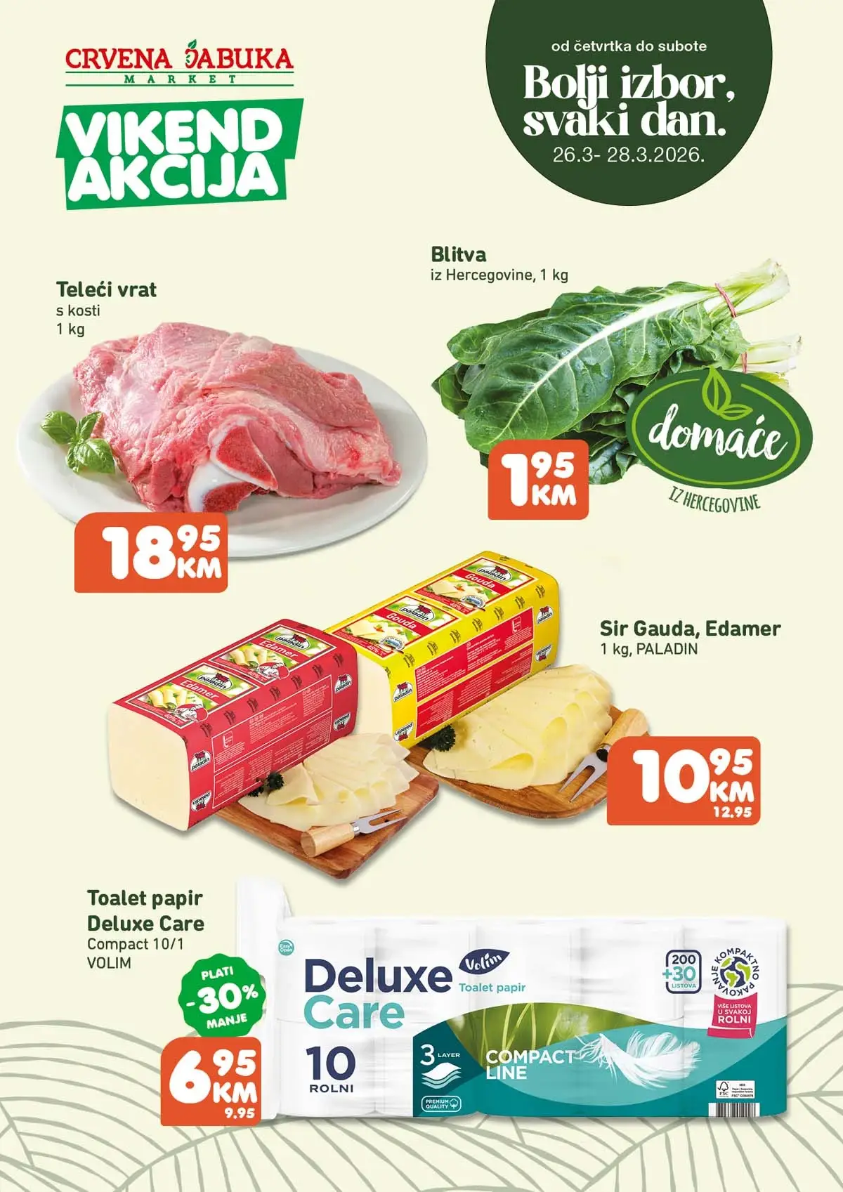 Crvena jabuka vikend akcija sniženja prehrane voća mesa i pića do 28. marta 2026 katalog