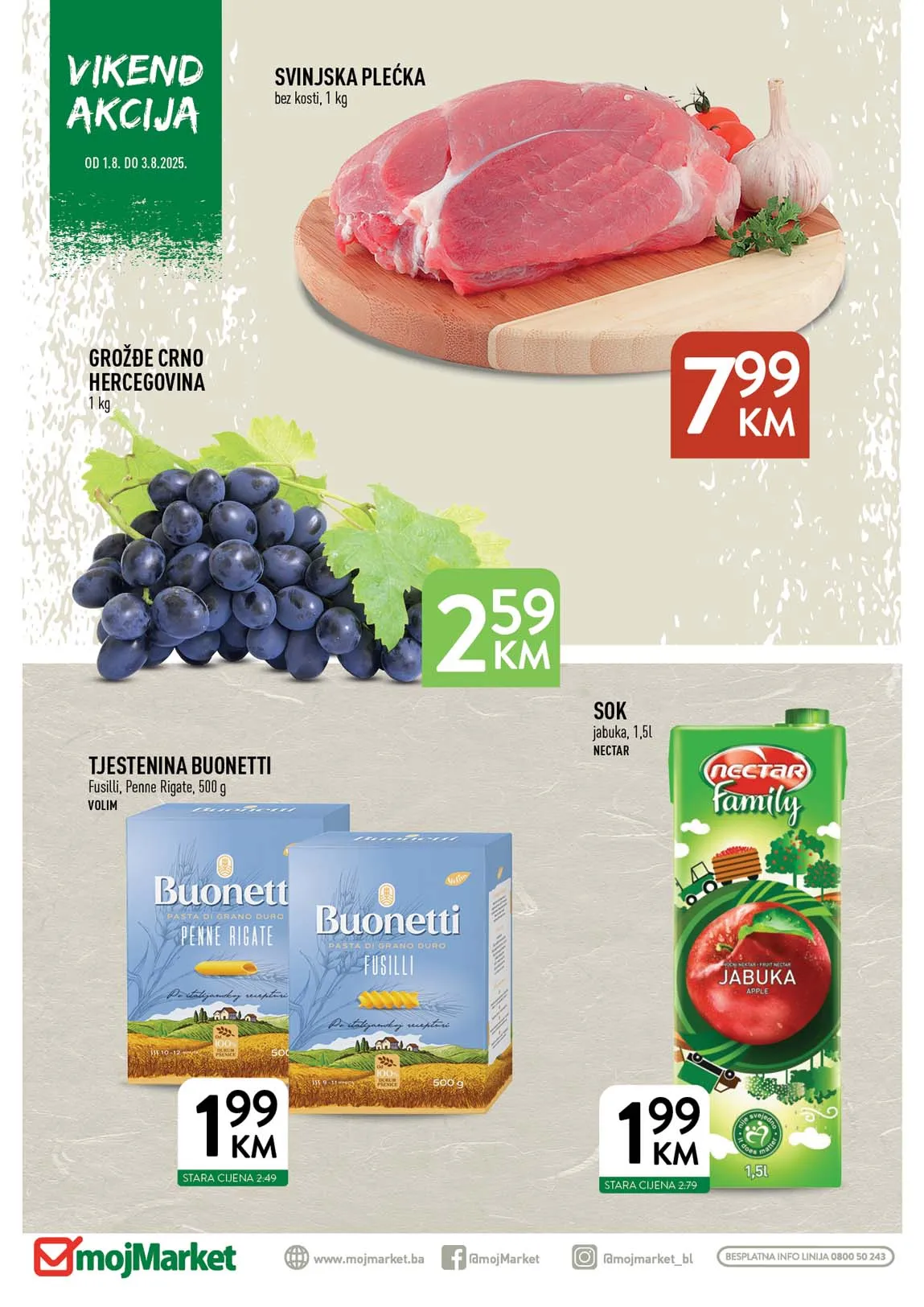 Moj Market Vikend akcija – Veliki popusti na prehranu i proizvode za dom (do 03.08.2025)