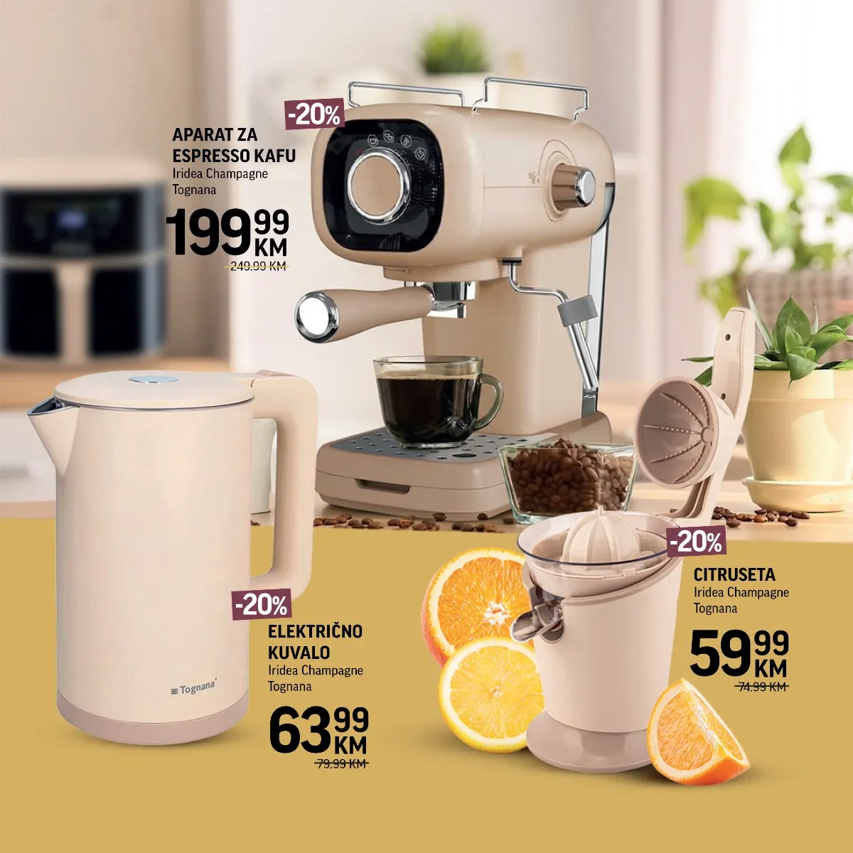 Tropic Tognana akcija – aparat za espresso kafu 199,99 KM, električno kuvalo 63,99 KM i citruseta 59,99 KM