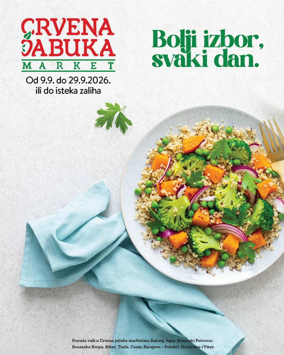 Crvena Jabuka katalog od 09.09. do 29.09.2026. sa sniženim cijenama hrane, pića i kućnih potrepština