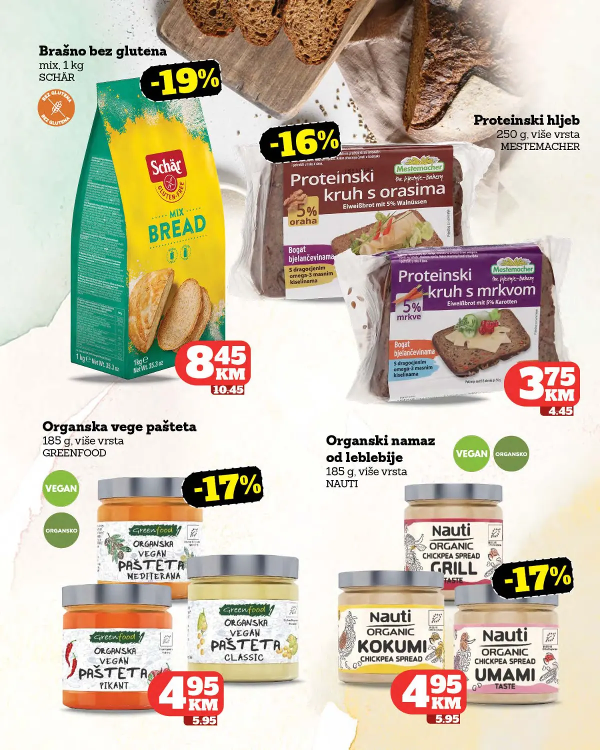 Crvena Jabuka katalog strana 18 – bezglutensko brašno, proteinski hljeb i veganski namazi