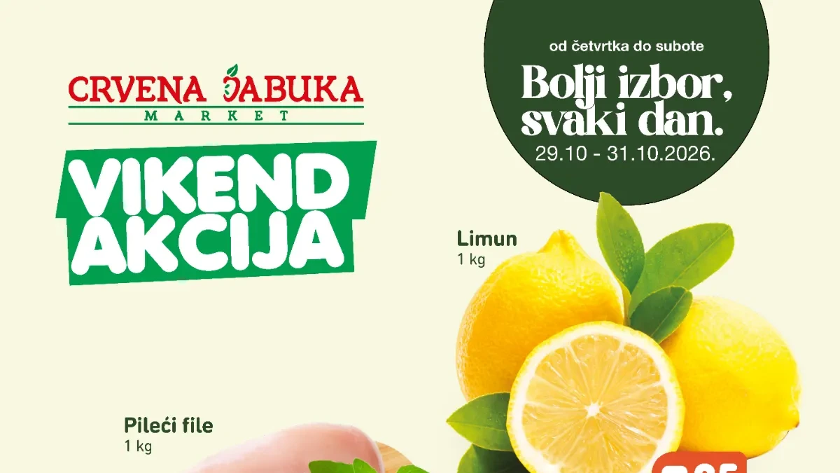 Crvena jabuka vikend akcija od 29. do 31.10.2026. – odlične cijene i uštede za vikend