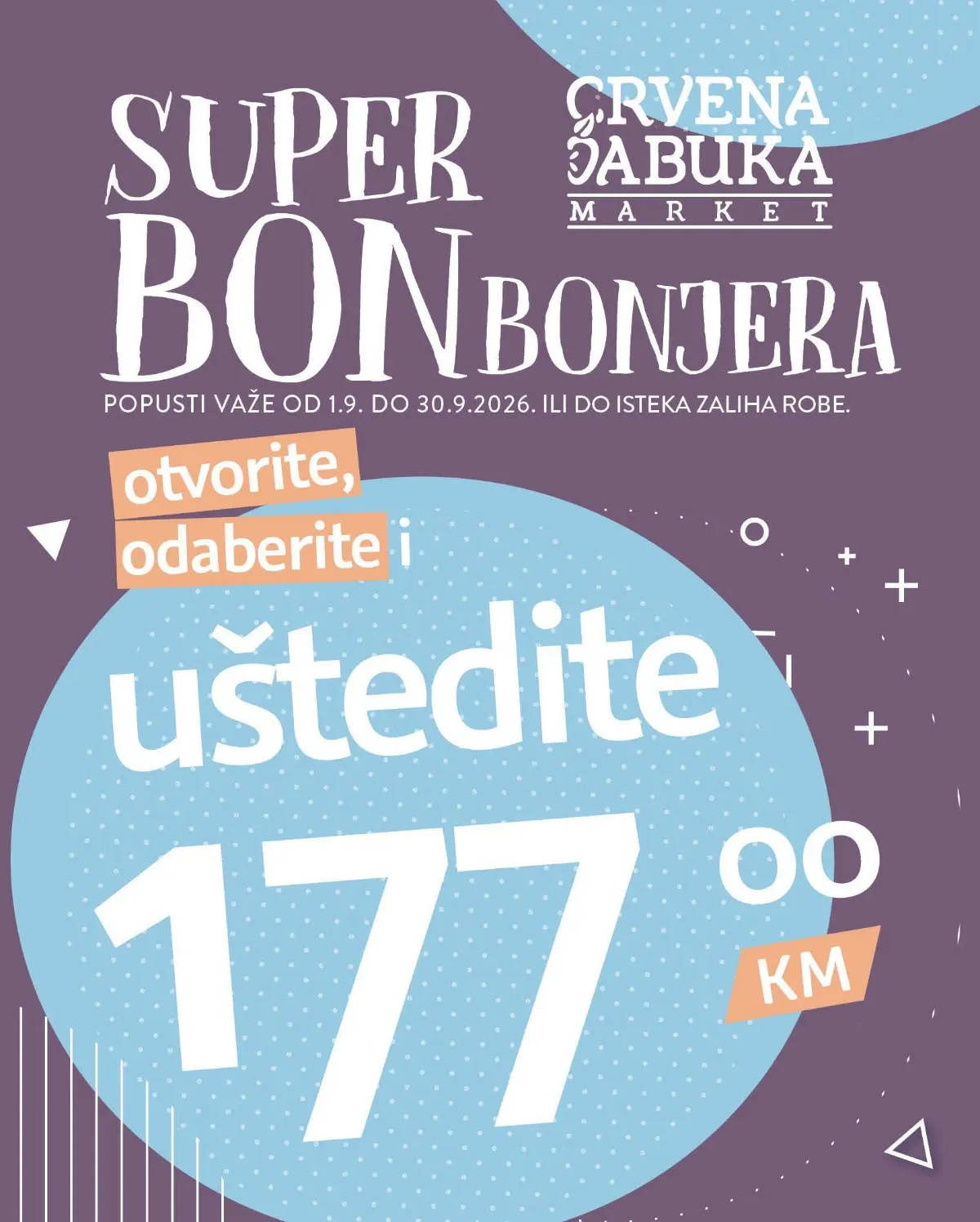 Crvena jabuka Super BONbonjera – 40 kupona i ukupna ušteda do 177 KM od 1. do 30. septembra 2026.