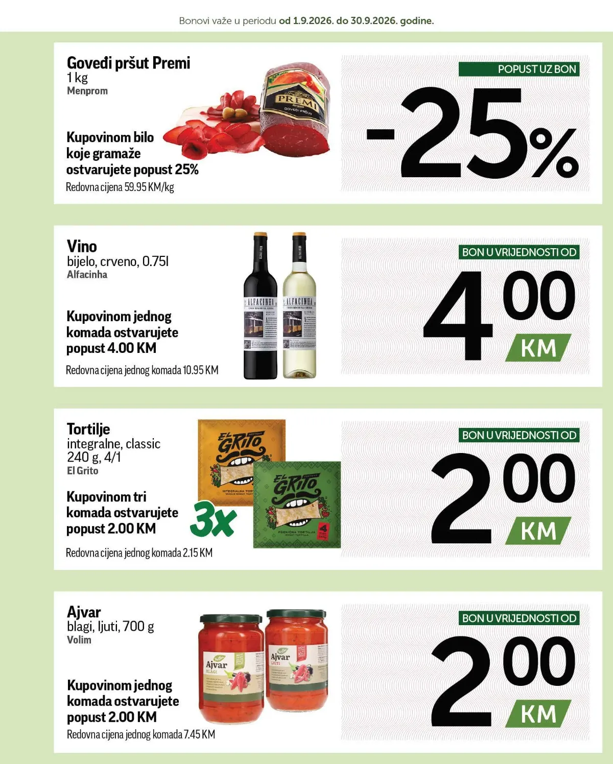 Kuponi za Menprom goveđi pršut i vino Alfacinha