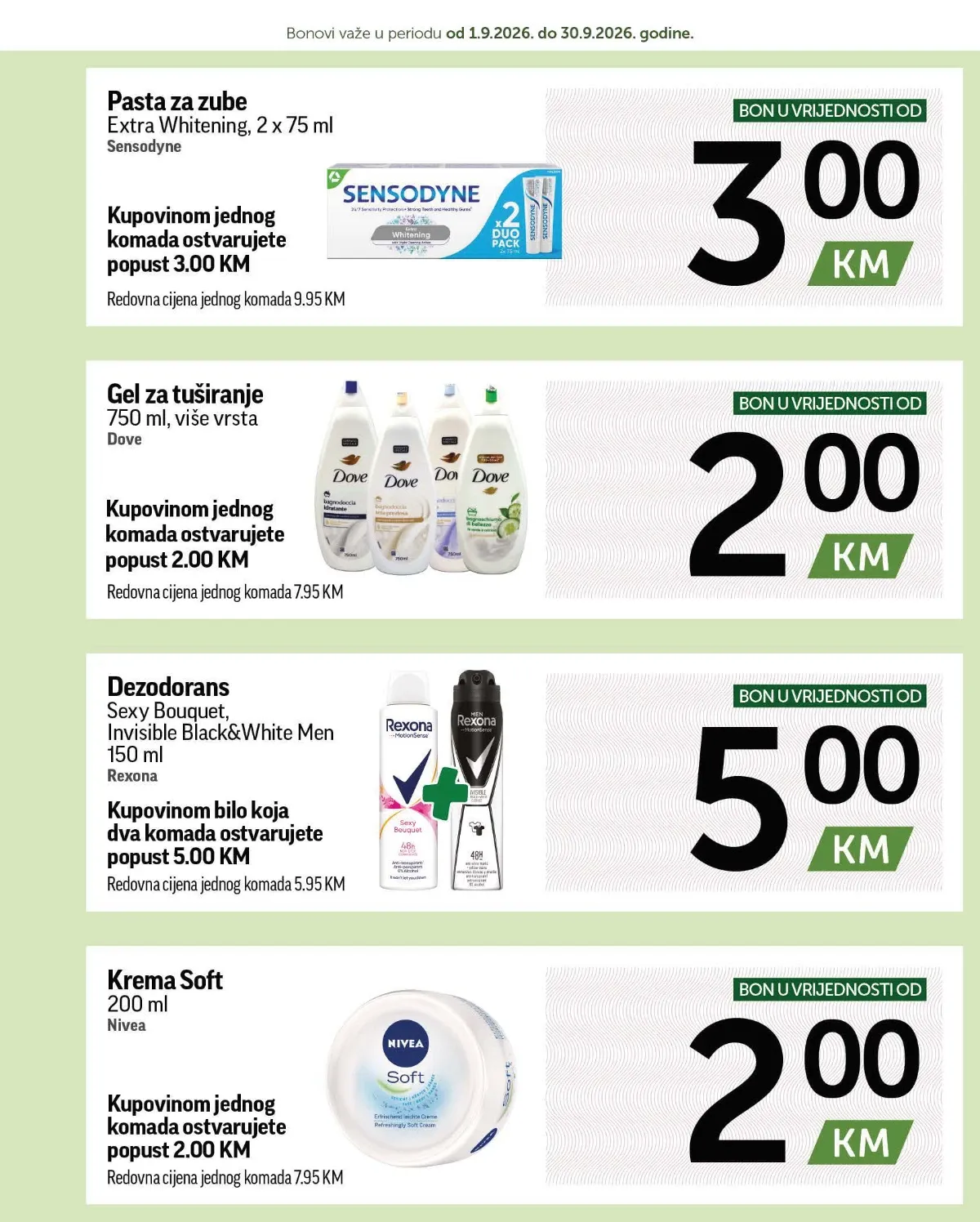 Kuponi za Rexona dezodoranse i Sensodyne pastu za zube