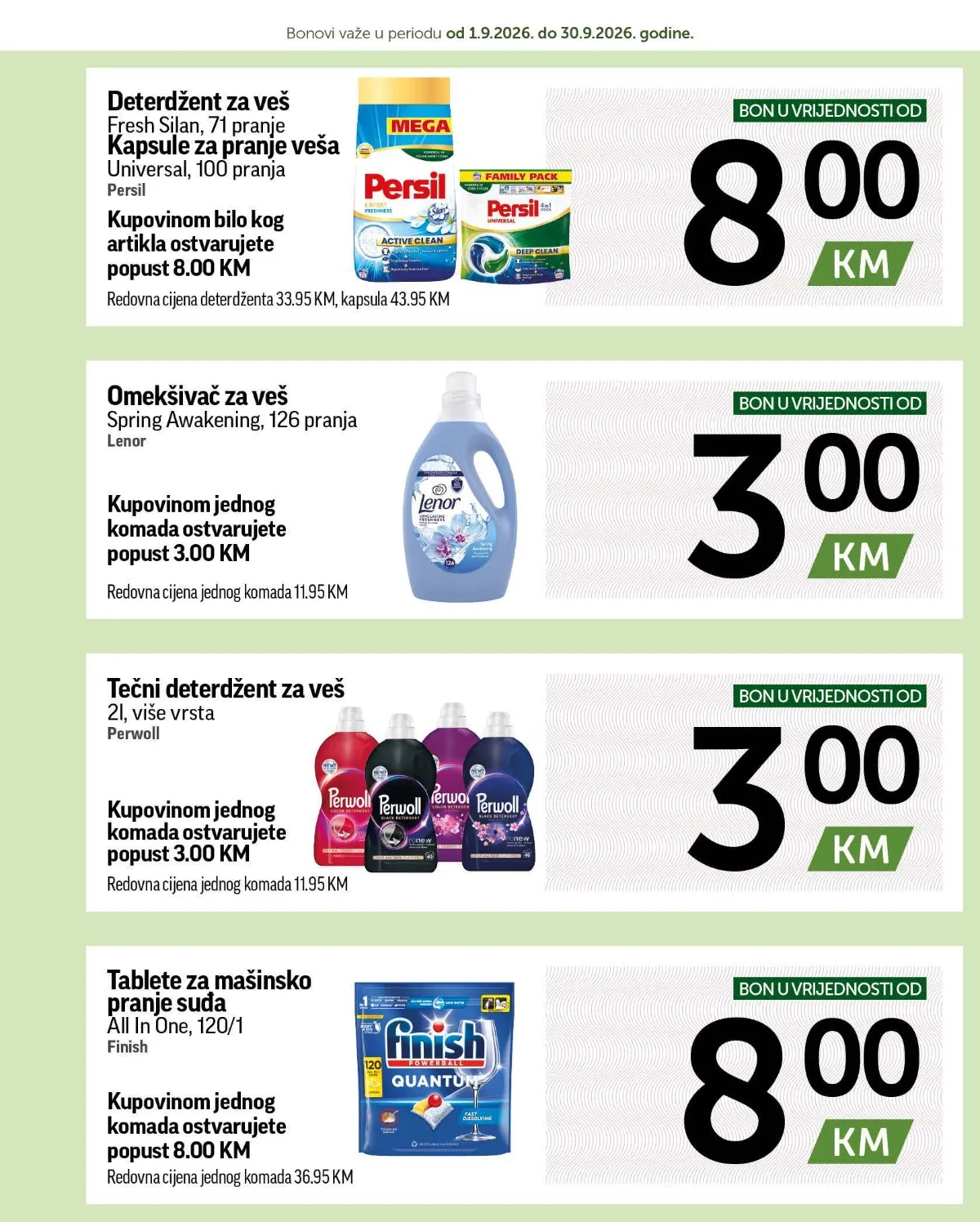 Kuponi za Persil deterdžent i Finish tablete za mašinsko pranje suđa