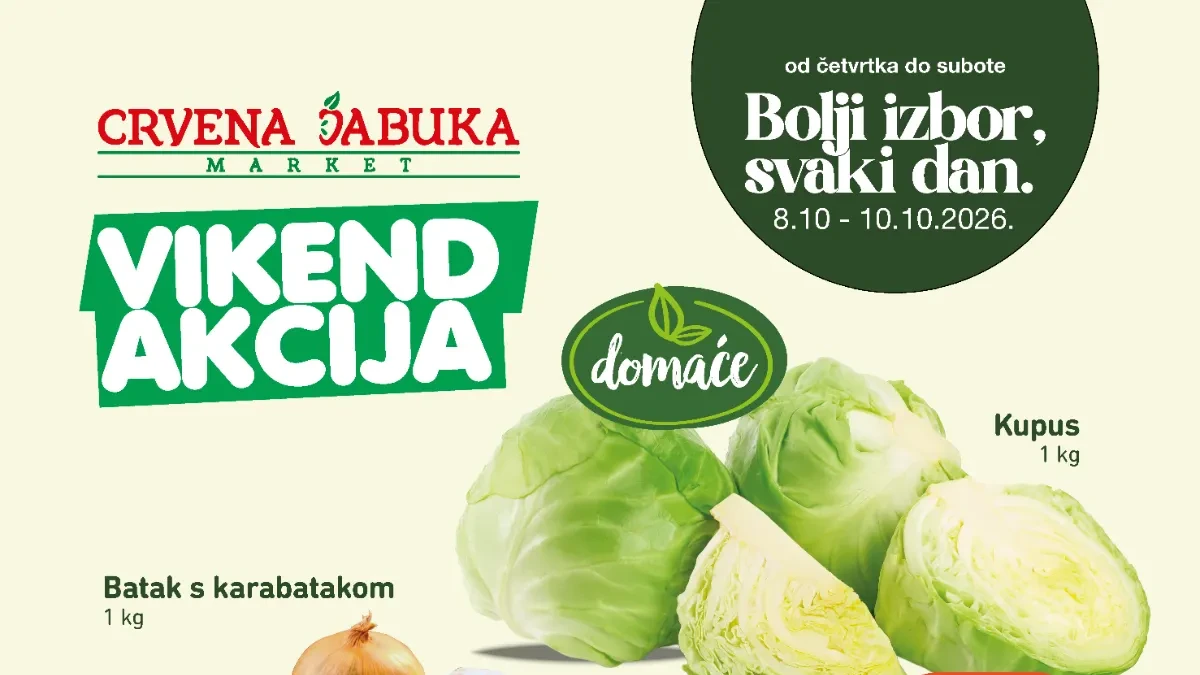 Crvena Jabuka vikend akcija 08–10.10.2026. – nove akcijske cijene i sniženja