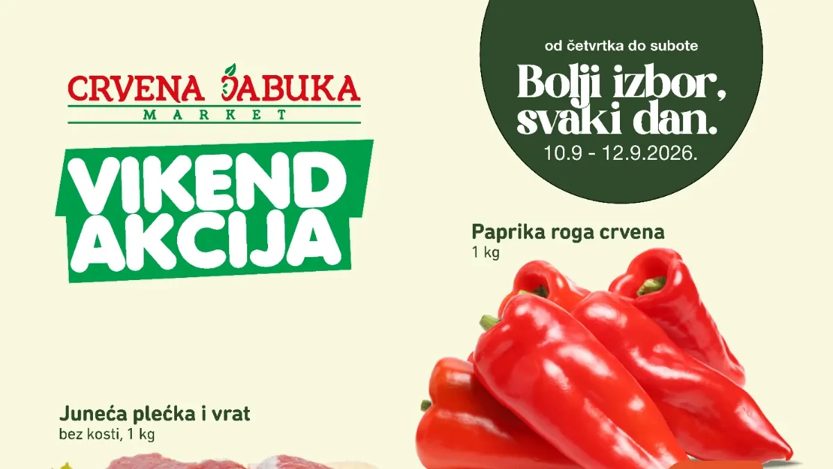 Crvena jabuka vikend akcija od 10. do 12.09.2026. – odabrani proizvodi po sniženim cijenama