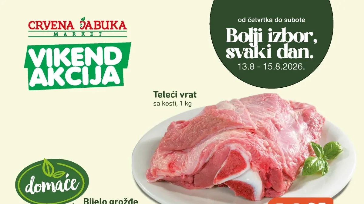 Crvena Jabuka vikend akcija od 13.08. do 15.08.2026. – vikend ponuda po akcijskim cijenama