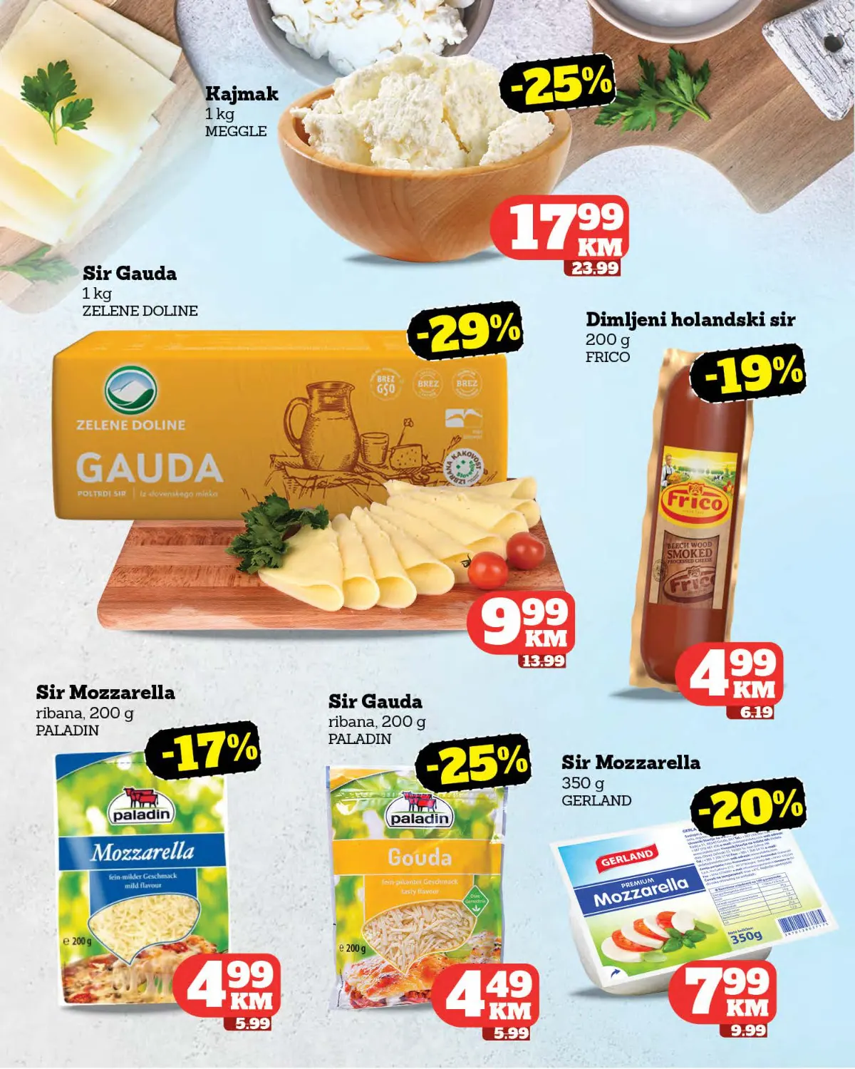 Moj Market katalog strana 8 – kajmak, Gauda i Mozzarella sirevi