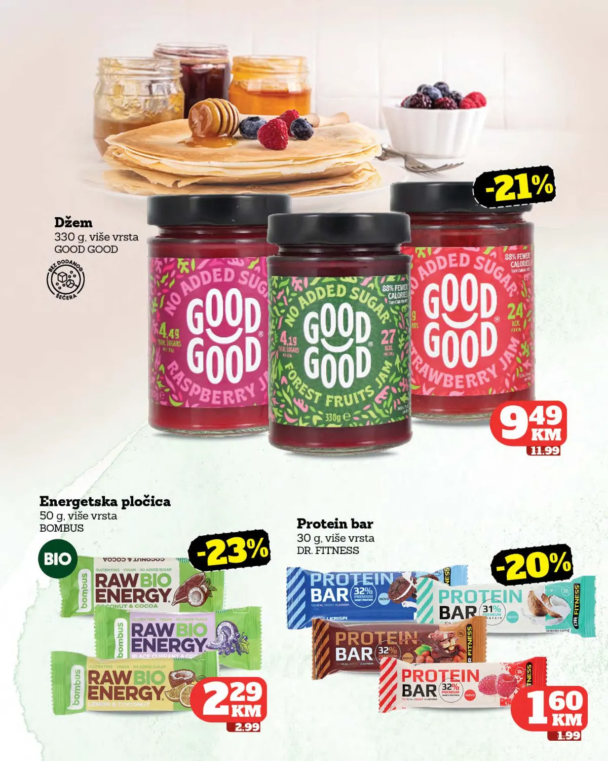 Moj Market katalog strana 20 – džem, energetske pločice i proteinske pločice