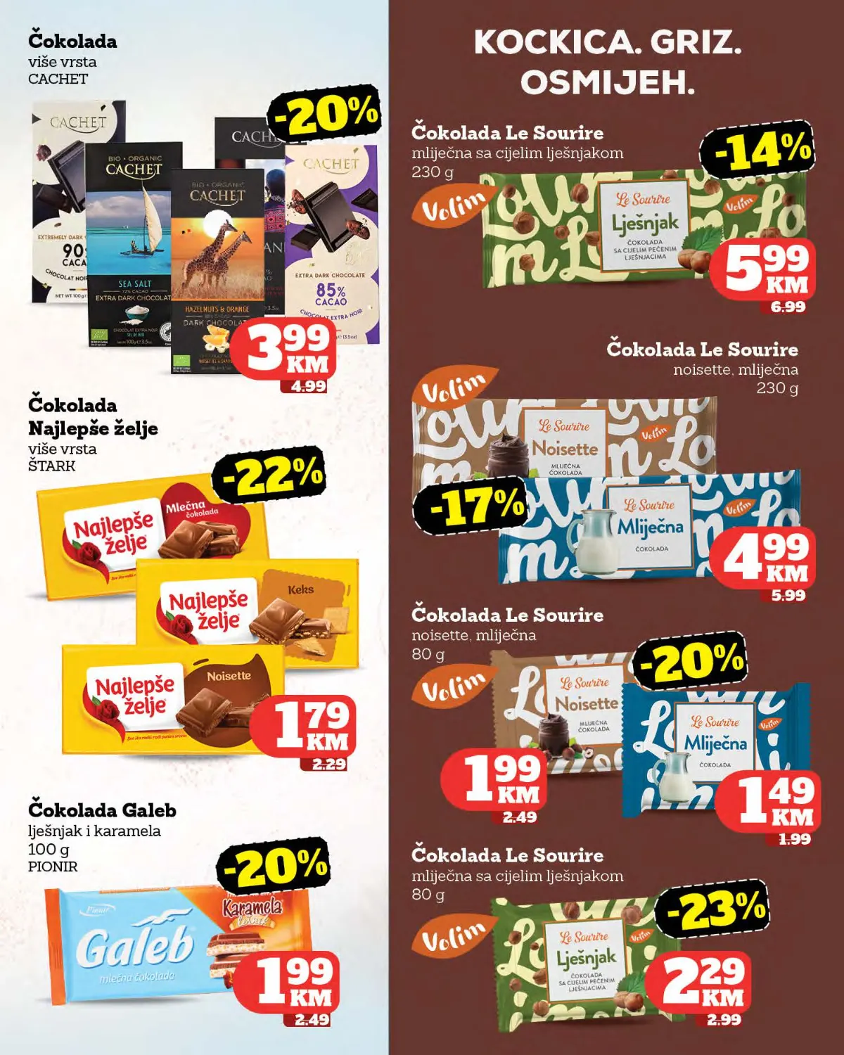Moj Market katalog strana 23 – Cachet, Najljepše želje, Galeb i Velin čokolade