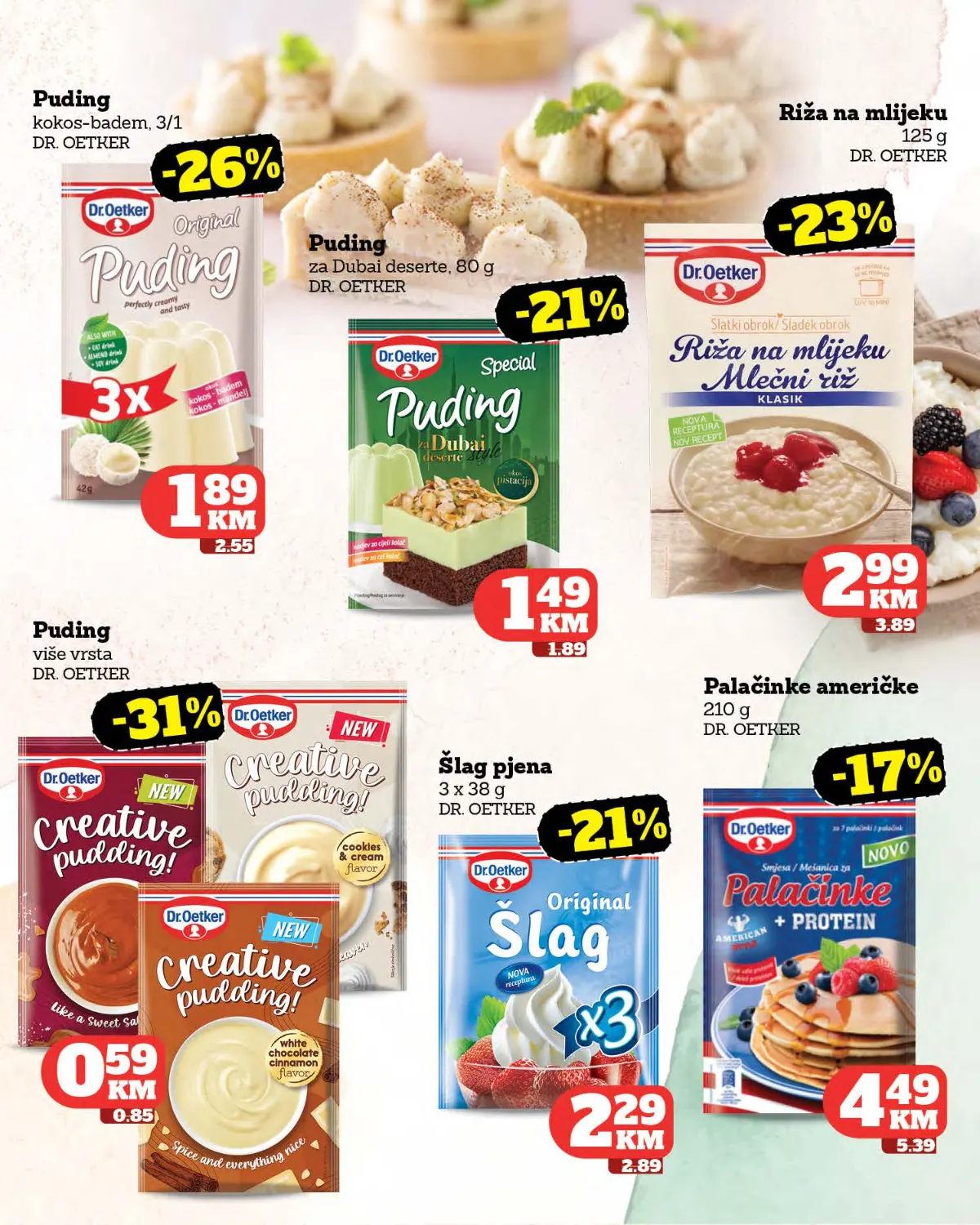 Moj Market katalog strana 27 – puding, riža na mlijeku, šlag i palačinke