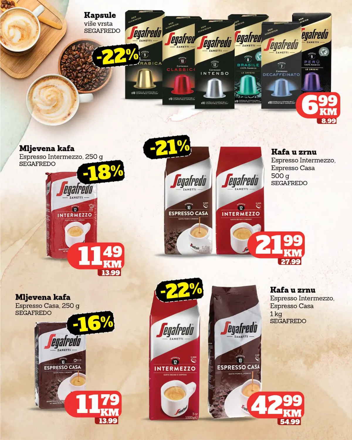 Moj Market katalog strana 28 – Segafredo kapsule, mljevena kafa i kafa u zrnu