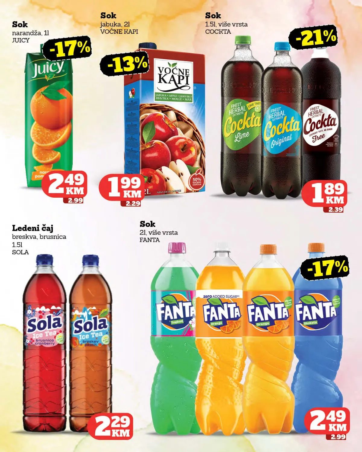 Moj Market katalog strana 31 – Juicy, Voćne kapi, Cockta, Sola i Fanta