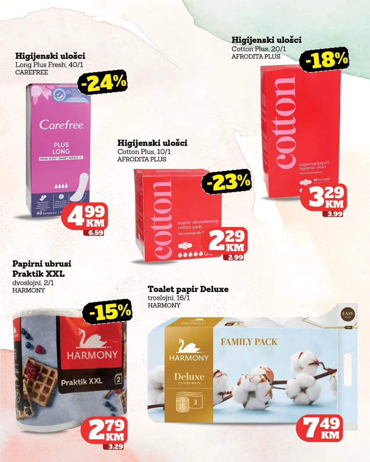 Moj Market katalog strana 41 – higijenski ulošci, papirni ubrusi i toalet papir
