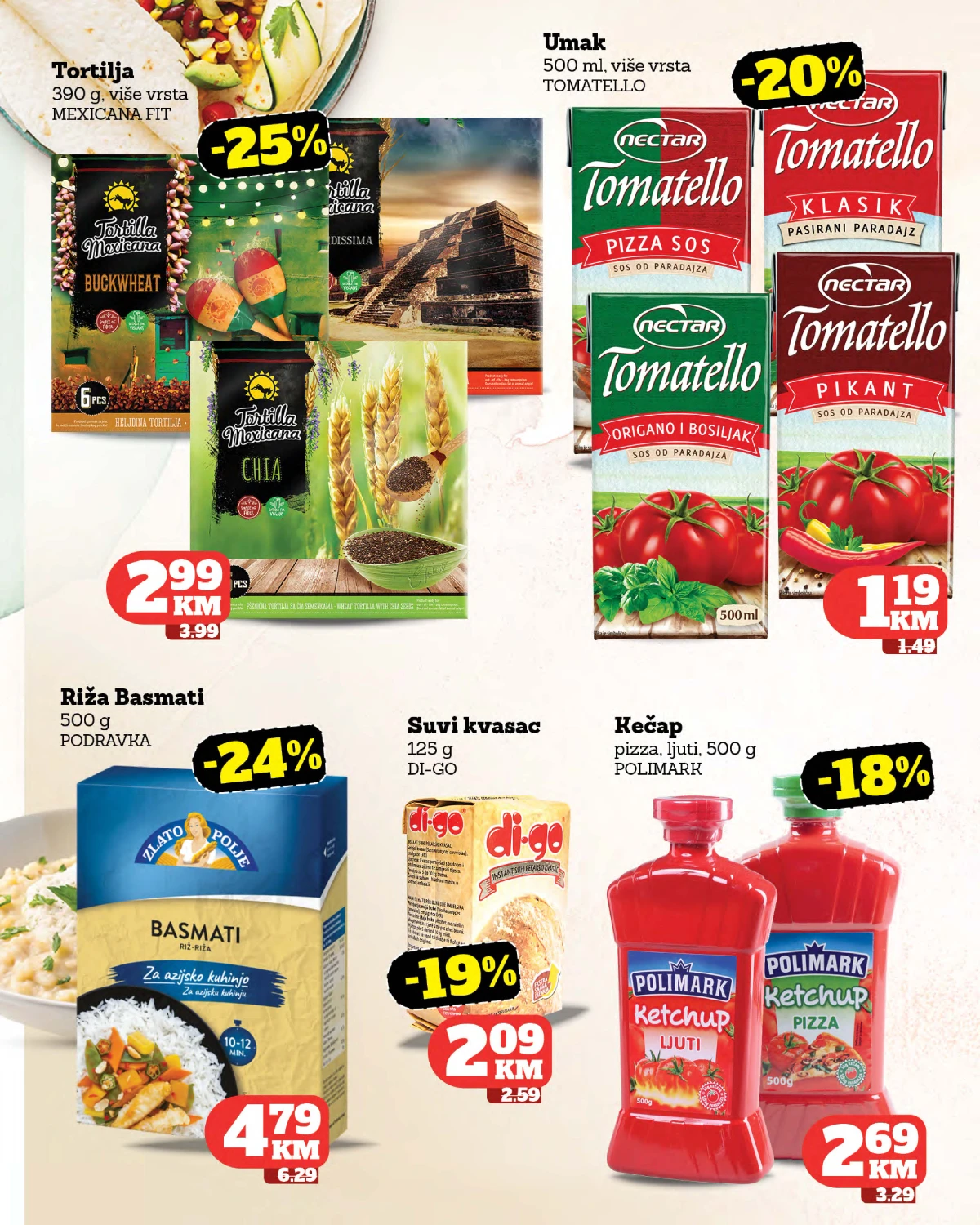 Tropic katalog strana 12 – tortilje, umaci, basmati riža, kvasac i kečap