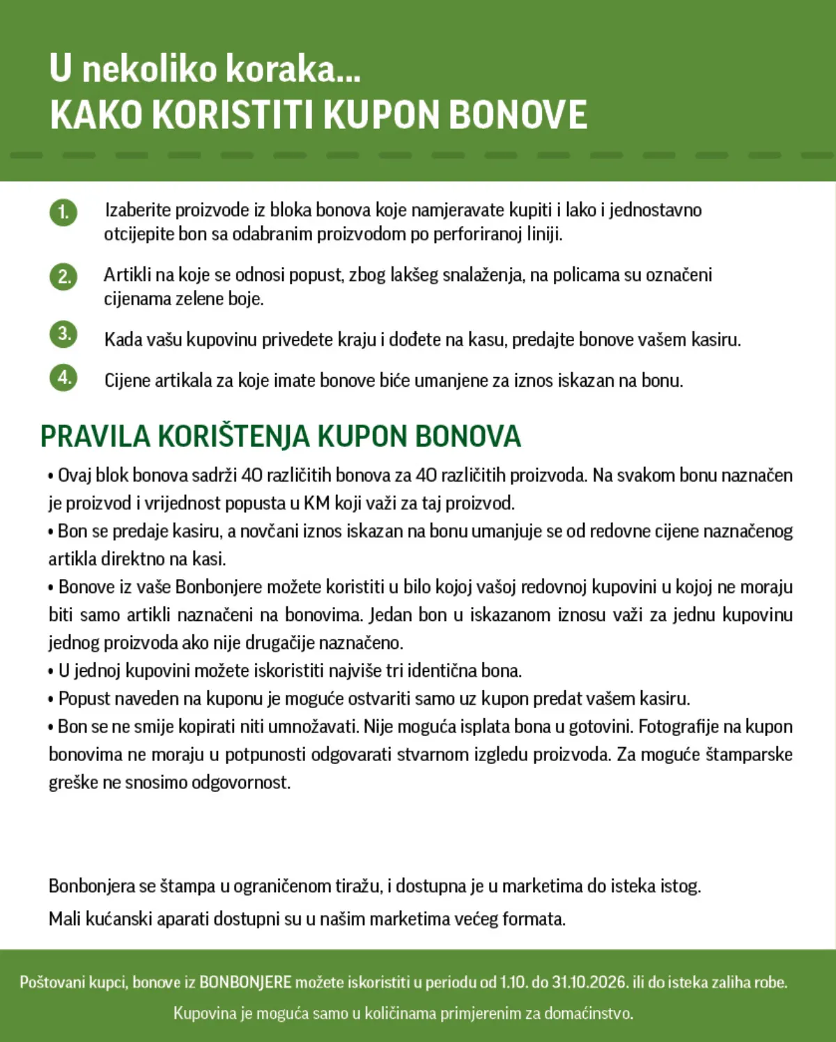 Tropic i mojMarket Super Bonbonjera – pravila korištenja kupon bonova