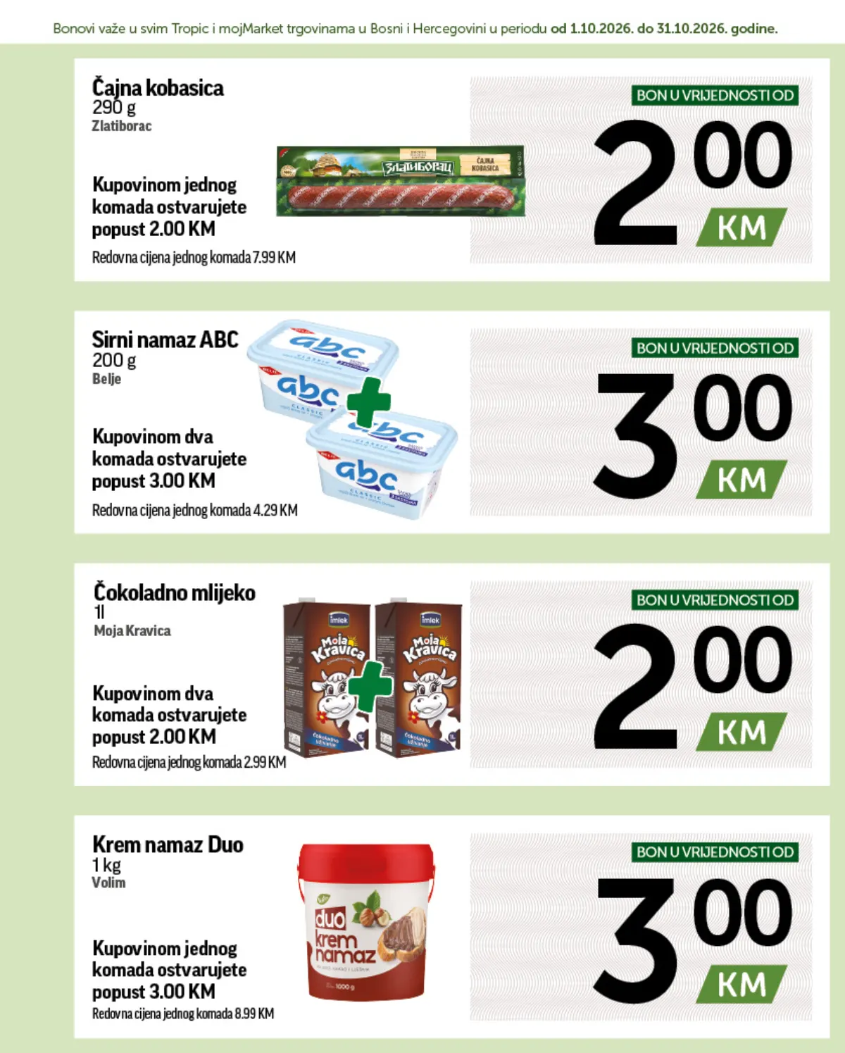 Tropic i mojMarket Super Bonbonjera – čajna kobasica, ABC namaz, mlijeko i krem namaz