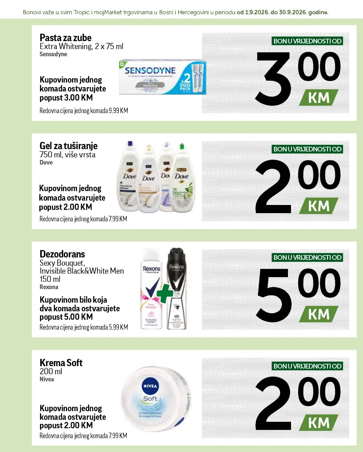 Kuponi za Sensodyne, Dove, Rexona i Nivea proizvode do 30.09.2026.