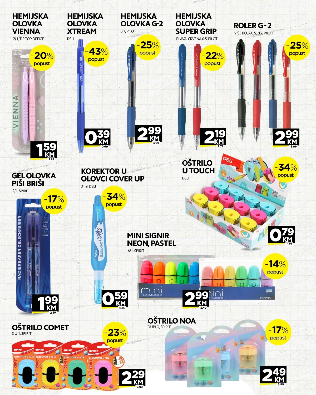 Tropic školski pribor – hemijske olovke, korektori, oštrila i signiri uz popuste do 43%
