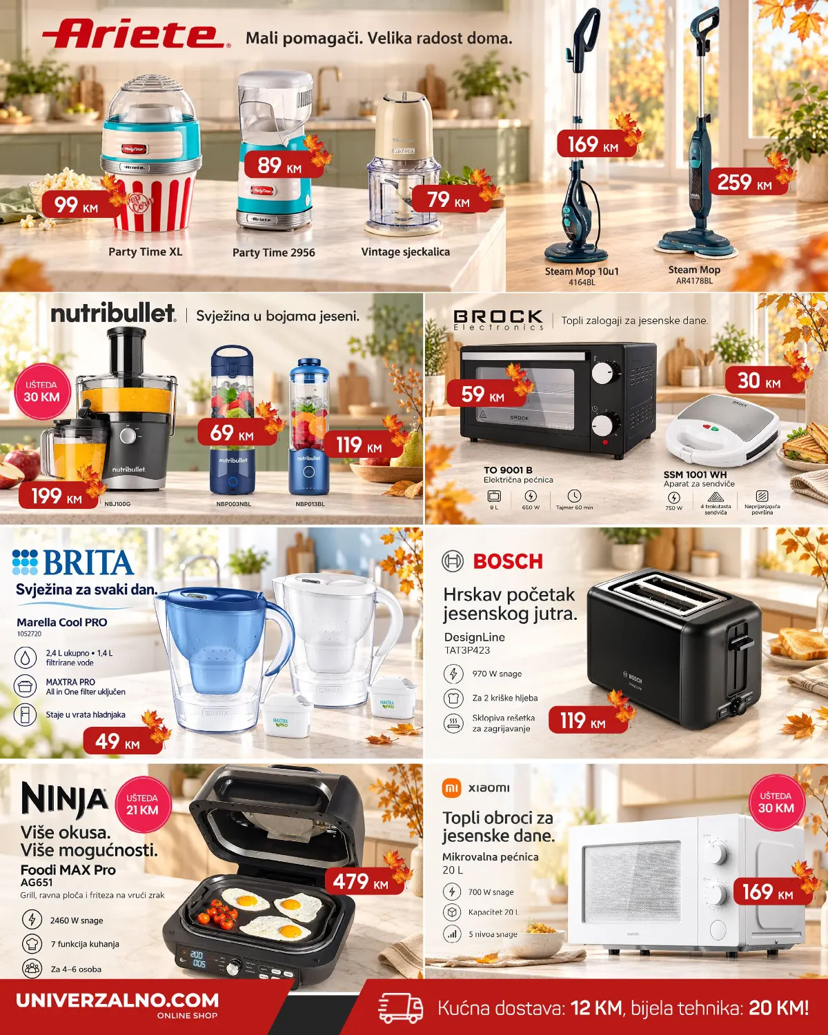 Univerzalno.com oktobarski katalog 2026, stranica 7 – Ariete, Nutribullet, Brock, Brita, Bosch, Ninja i Xiaomi kućanski uređaji