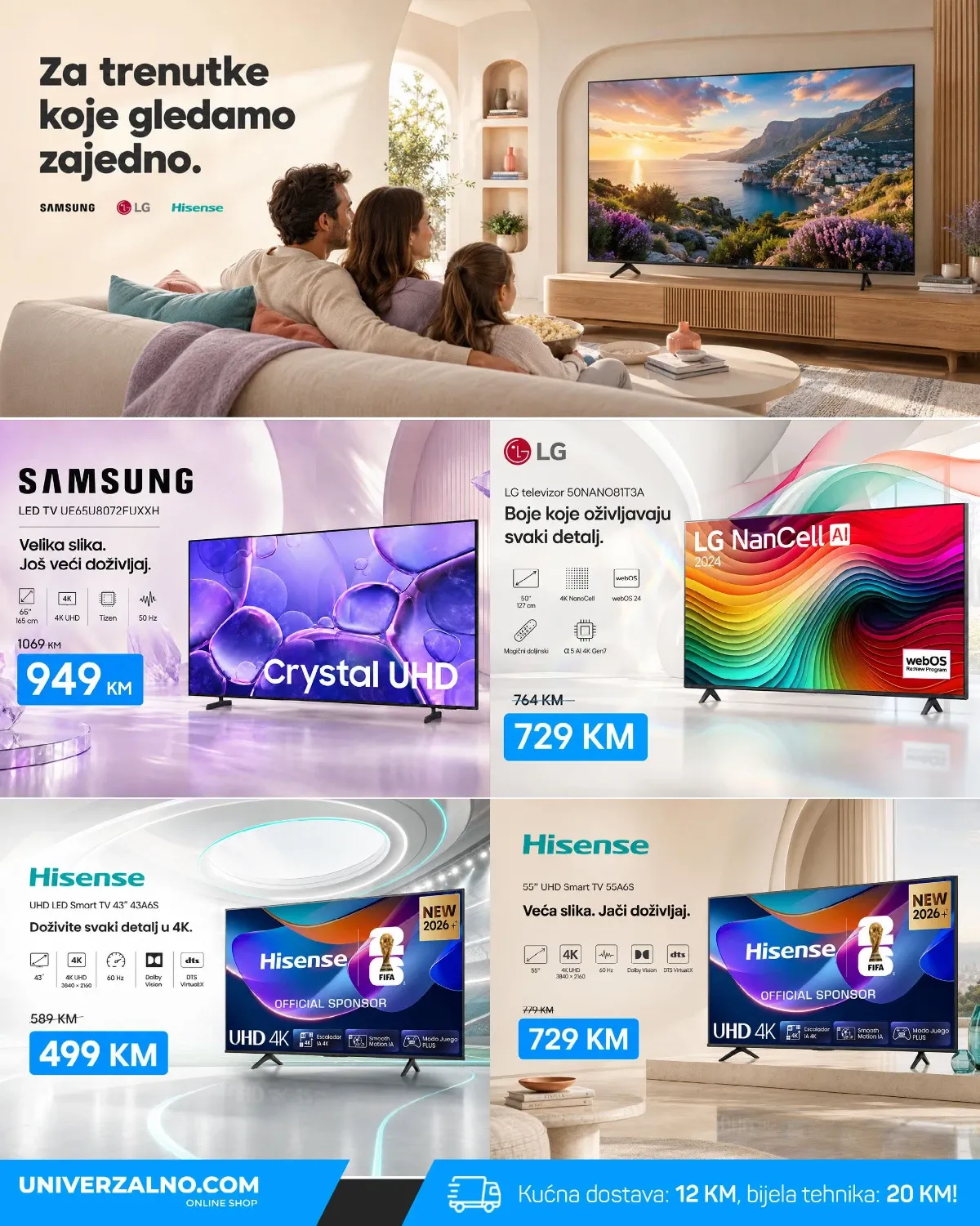 Univerzalno.com katalog televizora – Samsung, LG i Hisense Smart TV uređaji