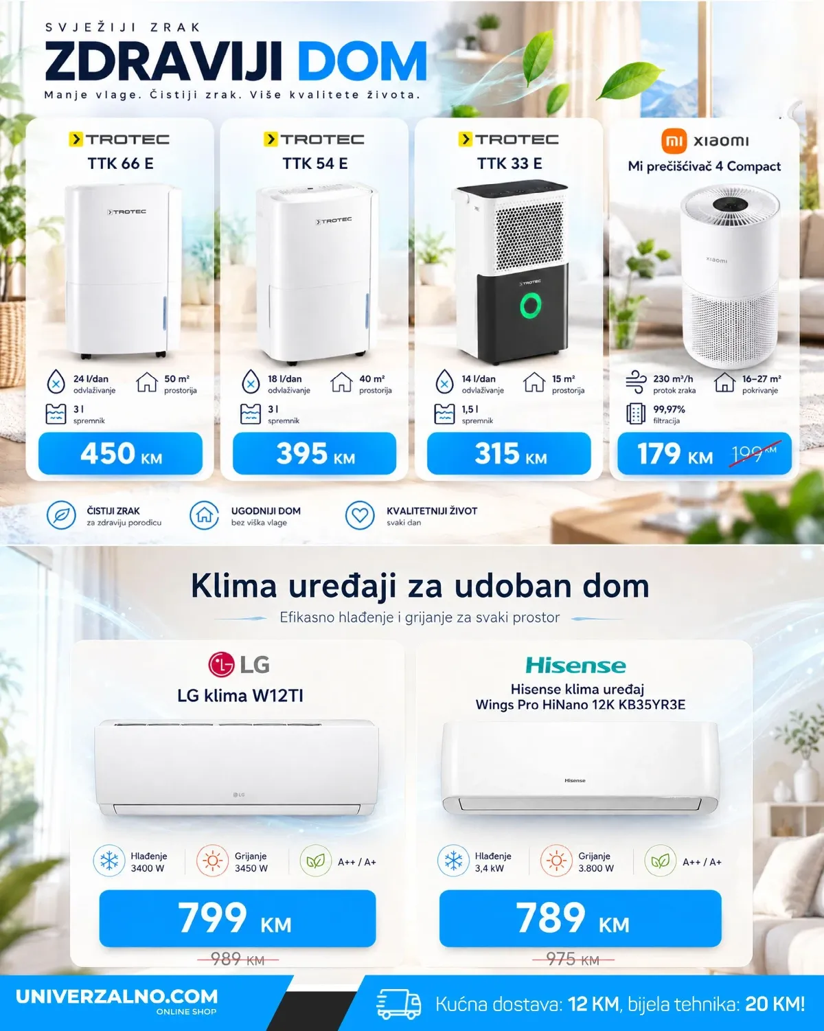 Univerzalno.com katalog – odvlaživači, prečišćivači zraka i klima uređaji
