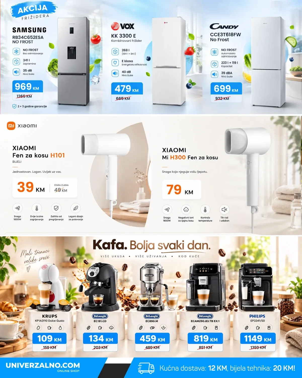 Univerzalno.com katalog – frižideri, fenovi za kosu i aparati za kafu