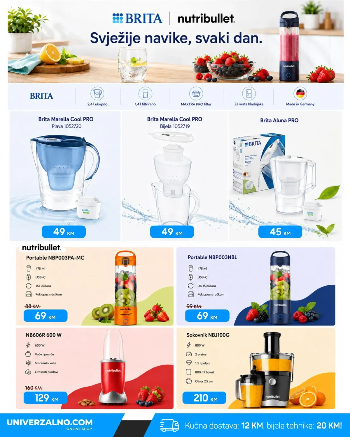 Univerzalno.com katalog – Brita bokali, Nutribullet blenderi i sokovnici