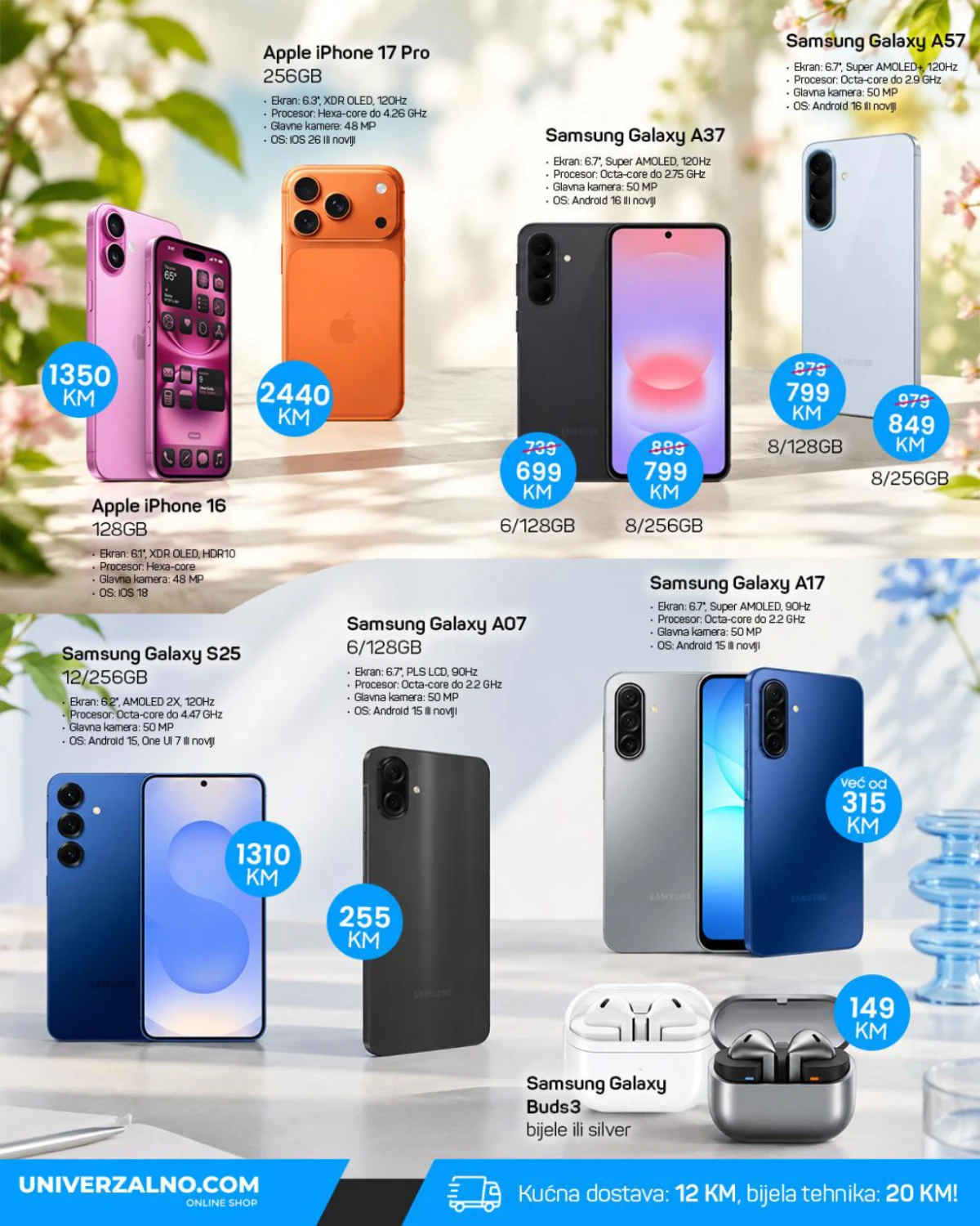 Univerzalno telefoni Samsung Galaxy i Apple iPhone akcija