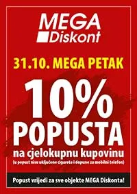 Mega Diskont – 10% popusta na cjelokupnu kupovinu – 31.10.2024 | snizenja.ba