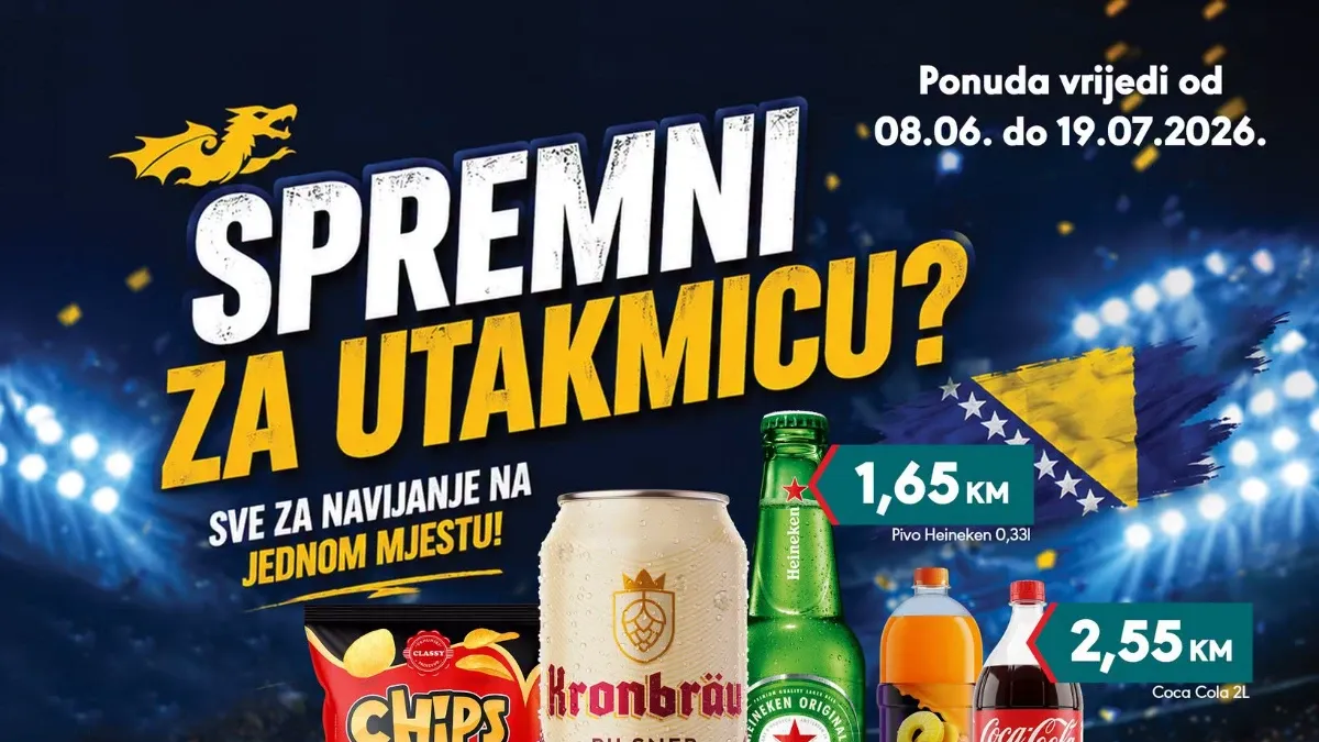 Mega Diskont akcija do 20% popusta – navijačka ponuda, grickalice, pića i pizza po akcijskim cijenama do 19.07.2026