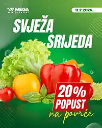 Mega Diskont Svježa srijeda katalog 20% popusta na svježe povrće 11. februara 2026. akcijska ponuda