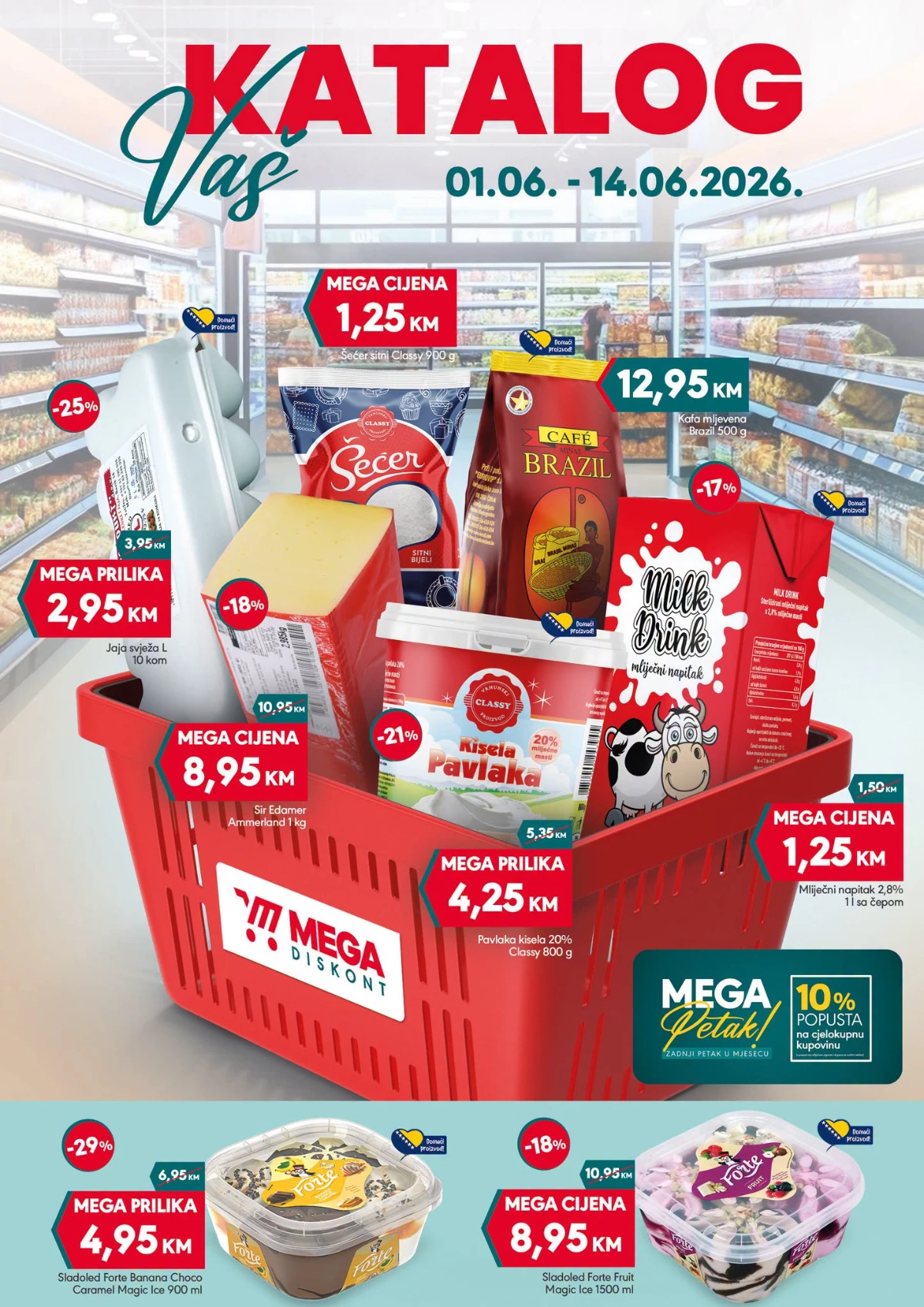 Mega Diskont akcija do 50% – prehrana, piće i kućne potrepštine do 14.06.2026