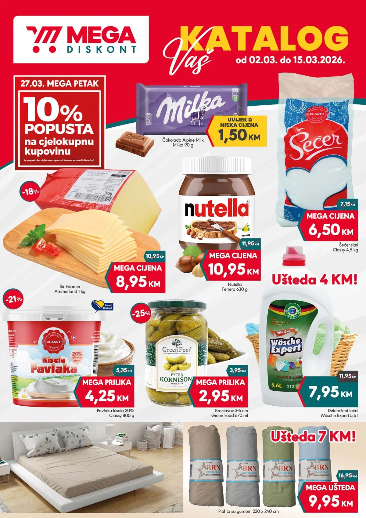 Yimor i Mega diskont vikend akcija – sniženja prehrane i kućnih proizvoda do 15.03.2026 – strana 1